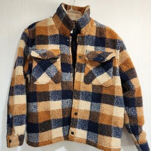 Zara Kids Sherpa Plaid Jacket
